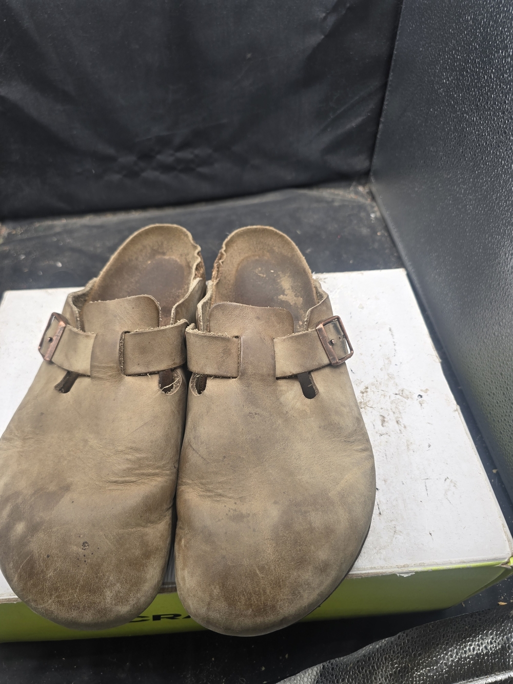 Birkenstock Brown Leather Slip-On Clogs with Buckle
